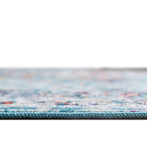 Turquoise 4' 1 x 4' 1 Charm Round Area Rug 100% Polypropylene With Jute Backing Traditional Vintage Distressed Look Carpet for Living Rooms Dining Office Space for Sale at Rug Engine