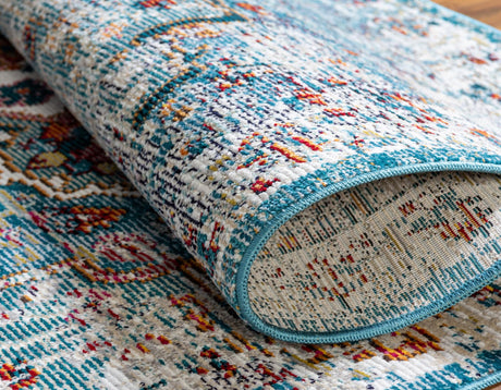 Turquoise 2' 2 x 6' 1 Charm Runner Area Rug 100% Polypropylene With Jute Backing Traditional Vintage Distressed Look Carpet for Living Rooms Dining Office Space for Sale at Rug Engine