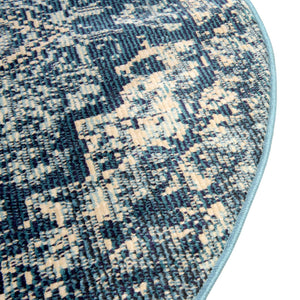 Navy Blue 4' 1 x 4' 1 Charm Round Area Rug 100% Polypropylene With Jute Backing Traditional Vintage Distressed Look Carpet for Living Rooms Dining Office Space for Sale at Rug Engine