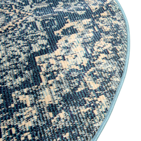 Navy Blue 4' 1 x 4' 1 Charm Round Area Rug 100% Polypropylene With Jute Backing Traditional Vintage Distressed Look Carpet for Living Rooms Dining Office Space for Sale at Rug Engine