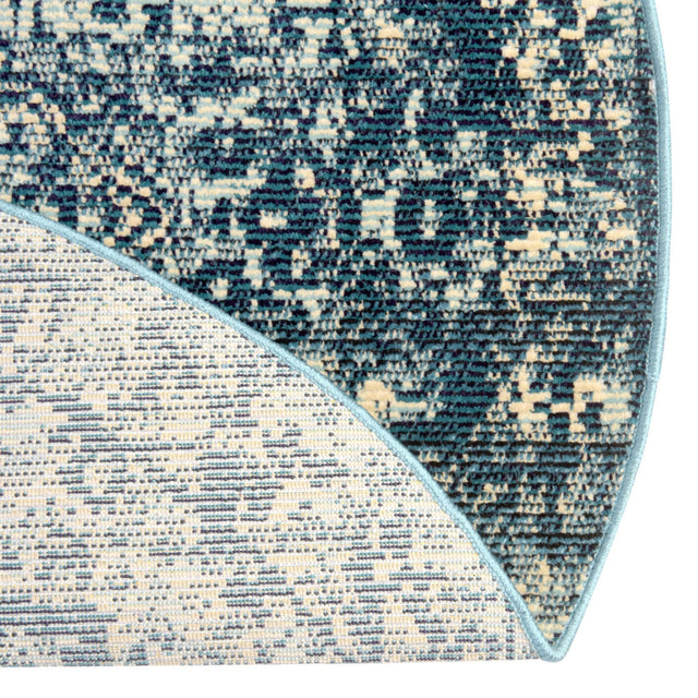 Navy Blue 4' 1 x 4' 1 Charm Round Area Rug 100% Polypropylene With Jute Backing Traditional Vintage Distressed Look Carpet for Living Rooms Dining Office Space for Sale at Rug Engine