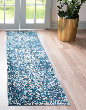 Navy Blue 2' 2 x 6' 1 Charm Runner Area Rug 100% Polypropylene With Jute Backing Traditional Vintage Distressed Look Carpet for Living Rooms Dining Office Space for Sale at Rug Engine