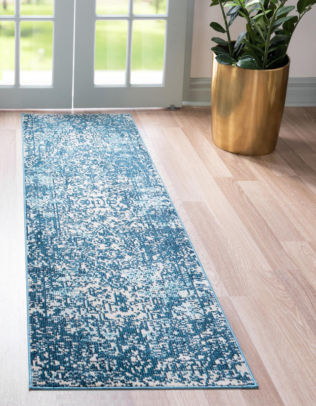 Navy Blue 2' 2 x 6' 1 Charm Runner Area Rug 100% Polypropylene With Jute Backing Traditional Vintage Distressed Look Carpet for Living Rooms Dining Office Space for Sale at Rug Engine