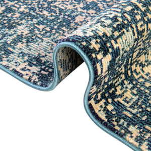 Navy Blue 2' 2 x 6' 1 Charm Runner Area Rug 100% Polypropylene With Jute Backing Traditional Vintage Distressed Look Carpet for Living Rooms Dining Office Space for Sale at Rug Engine
