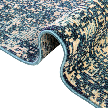 Navy Blue 2' 2 x 6' 1 Charm Runner Area Rug 100% Polypropylene With Jute Backing Traditional Vintage Distressed Look Carpet for Living Rooms Dining Office Space for Sale at Rug Engine