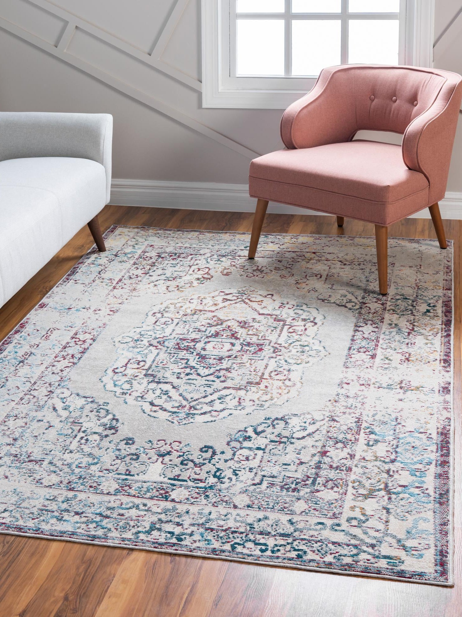Gray 5' 1 x 8' Charm Rectangle Area Rug 100% Polypropylene With Jute Backing Traditional Vintage Distressed Look Carpet for Living Rooms Dining Office Space for Sale at Rug Engine
