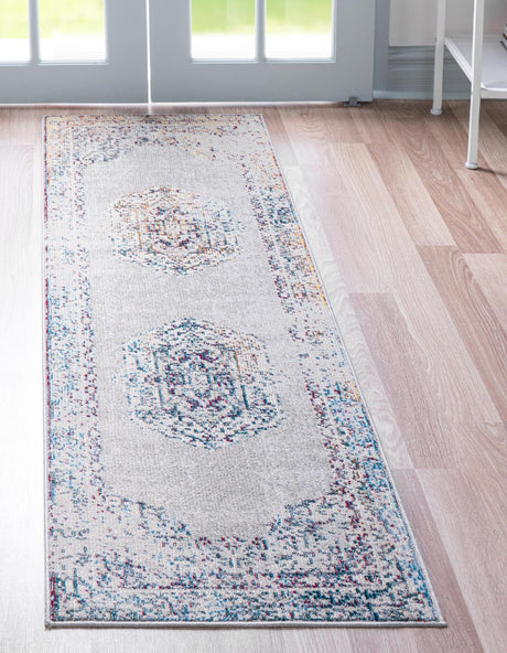 Gray 2' 2 x 6' 1 Charm Runner Area Rug 100% Polypropylene With Jute Backing Traditional Vintage Distressed Look Carpet for Living Rooms Dining Office Space for Sale at Rug Engine