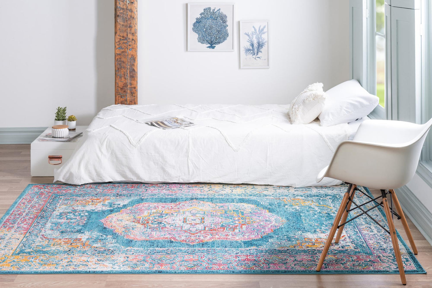 Turquoise 8' x 11' Charm Rectangle Area Rug 100% Polypropylene With Jute Backing Traditional Vintage Distressed Look Carpet for Living Rooms Dining Office Space for Sale at Rug Engine