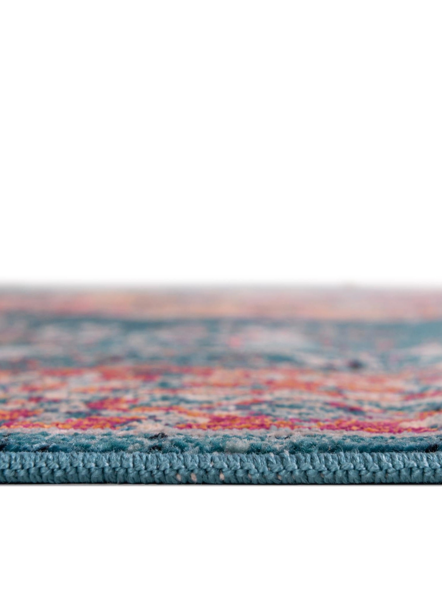 Turquoise 5' 3 x 5' 3 Charm Round Area Rug 100% Polypropylene With Jute Backing Traditional Vintage Distressed Look Carpet for Living Rooms Dining Office Space for Sale at Rug Engine