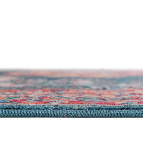 Turquoise 5' 3 x 5' 3 Charm Round Area Rug 100% Polypropylene With Jute Backing Traditional Vintage Distressed Look Carpet for Living Rooms Dining Office Space for Sale at Rug Engine