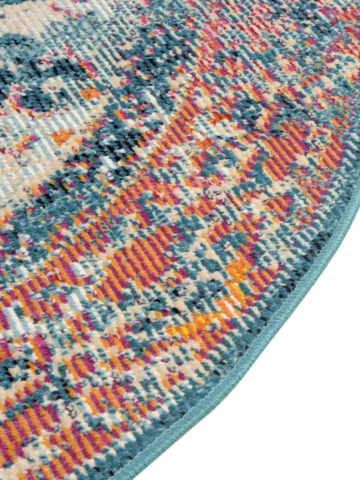 Turquoise 4' 1 x 4' 1 Charm Round Area Rug 100% Polypropylene With Jute Backing Traditional Vintage Distressed Look Carpet for Living Rooms Dining Office Space for Sale at Rug Engine