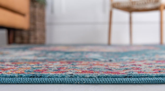 Turquoise 2' x 8' Charm Runner Area Rug 100% Polypropylene With Jute Backing Traditional Vintage Distressed Look Carpet for Living Rooms Dining Office Space for Sale at Rug Engine