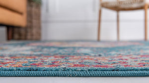 Turquoise 2' 2 x 6' 1 Charm Runner Area Rug 100% Polypropylene With Jute Backing Traditional Vintage Distressed Look Carpet for Living Rooms Dining Office Space for Sale at Rug Engine
