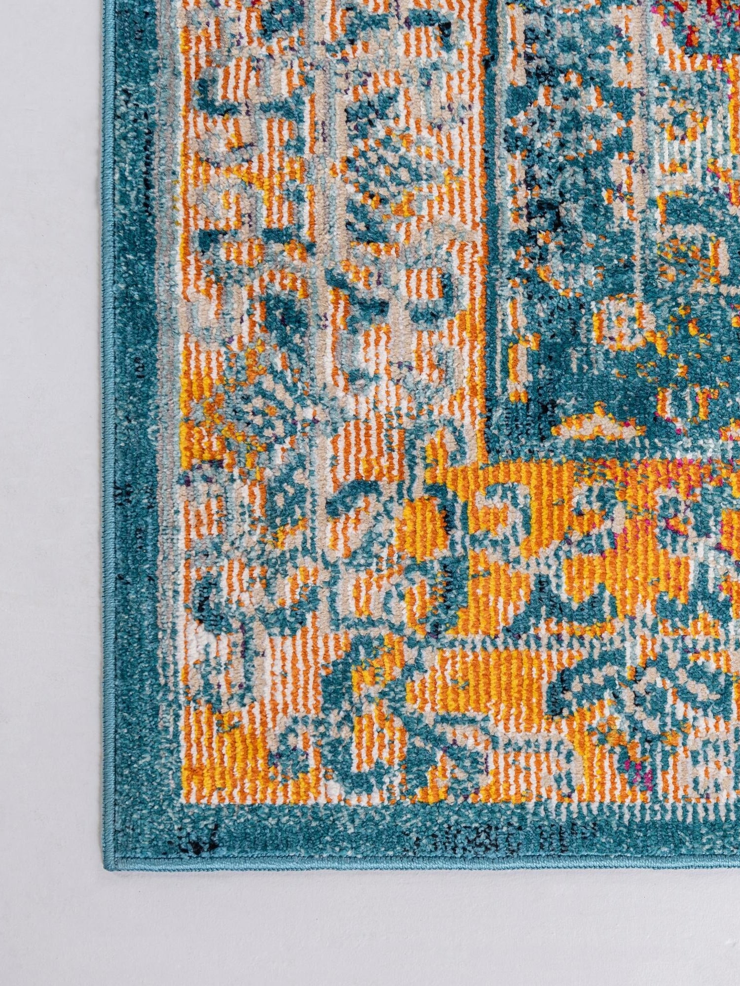 Turquoise 2' 7 x 13' 1 Charm Runner Area Rug 100% Polypropylene With Jute Backing Traditional Vintage Distressed Look Carpet for Living Rooms Dining Office Space for Sale at Rug Engine