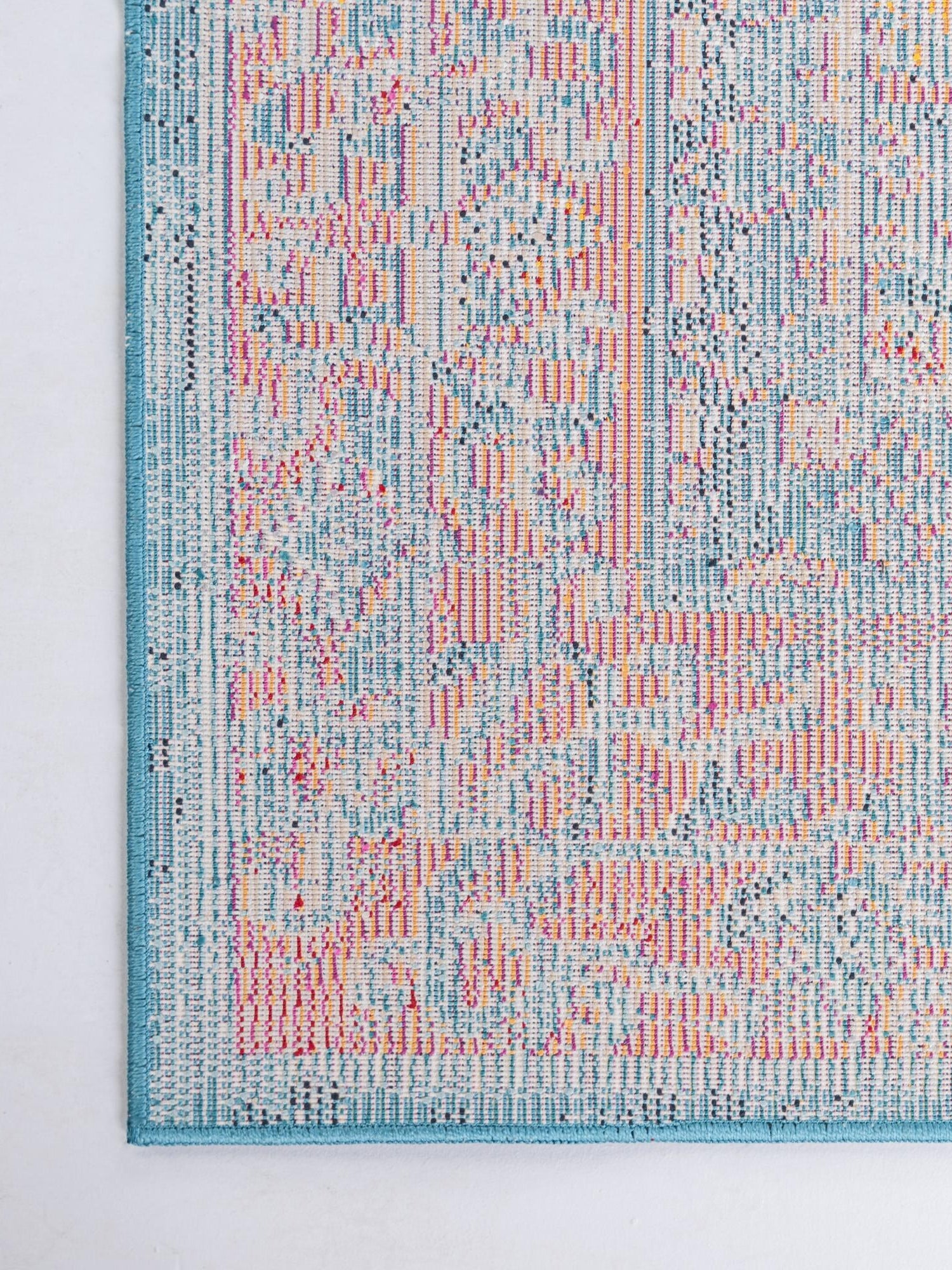 Turquoise 2' 7 x 13' 1 Charm Runner Area Rug 100% Polypropylene With Jute Backing Traditional Vintage Distressed Look Carpet for Living Rooms Dining Office Space for Sale at Rug Engine
