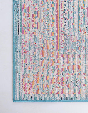 Turquoise 2' x 8' Charm Runner Area Rug 100% Polypropylene With Jute Backing Traditional Vintage Distressed Look Carpet for Living Rooms Dining Office Space for Sale at Rug Engine