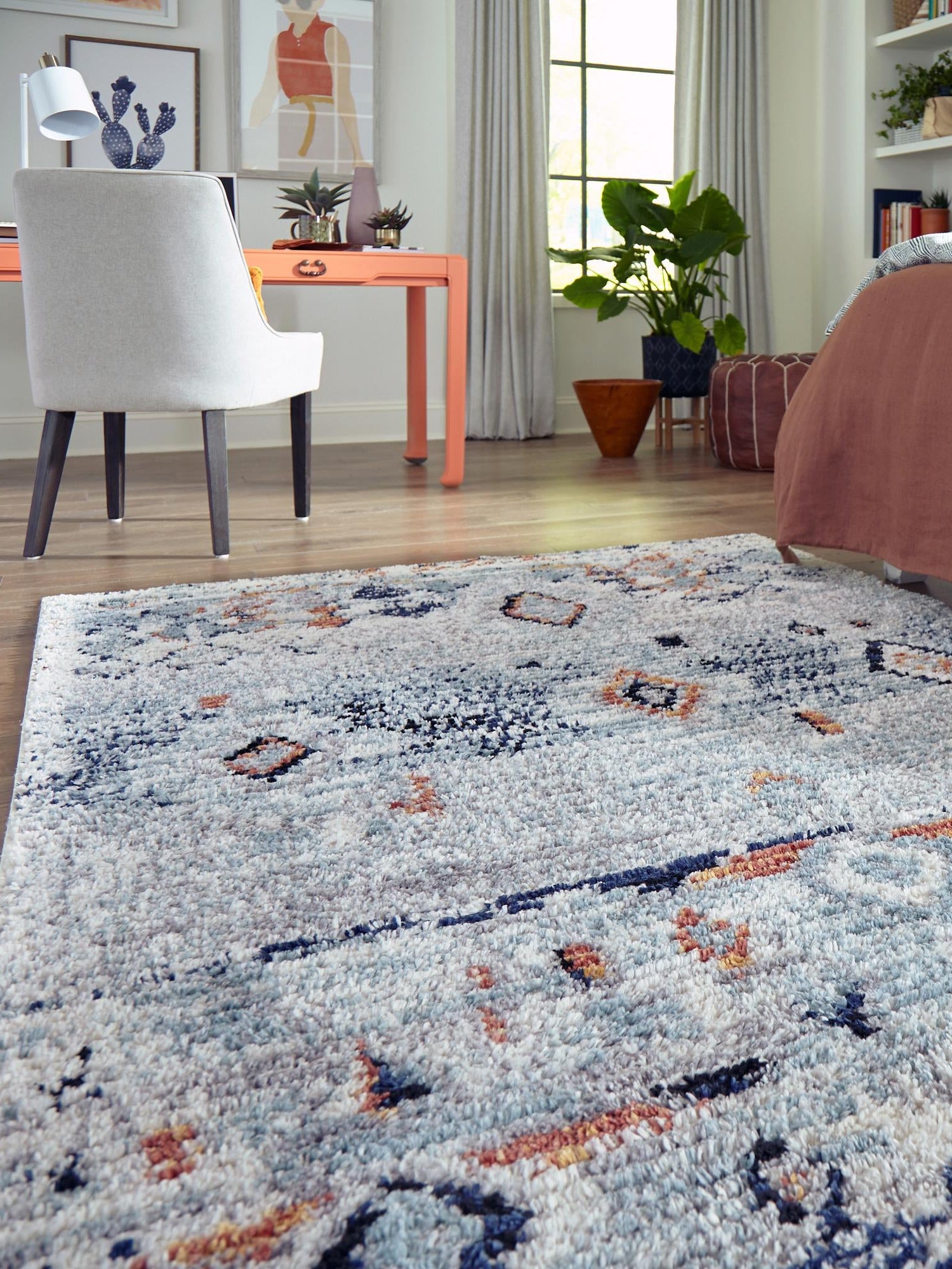 Light Blue 9' x 12' 2 Morocco Rectangle Area Rug 100% Polyester Traditional Classic Carpet for Moroccan Inspired Interior Design Home Decor for Sale at Rug Engine