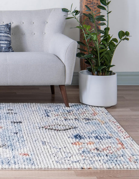 Light Blue 8' x 10' Morocco Rectangle Area Rug 100% Polyester Traditional Classic Carpet for Moroccan Inspired Interior Design Home Decor for Sale at Rug Engine
