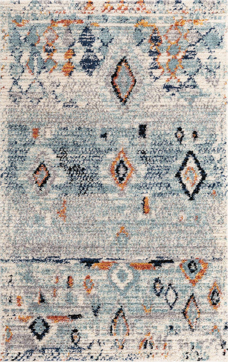 Light Blue 5' 1 x 8' Morocco Rectangle Rug