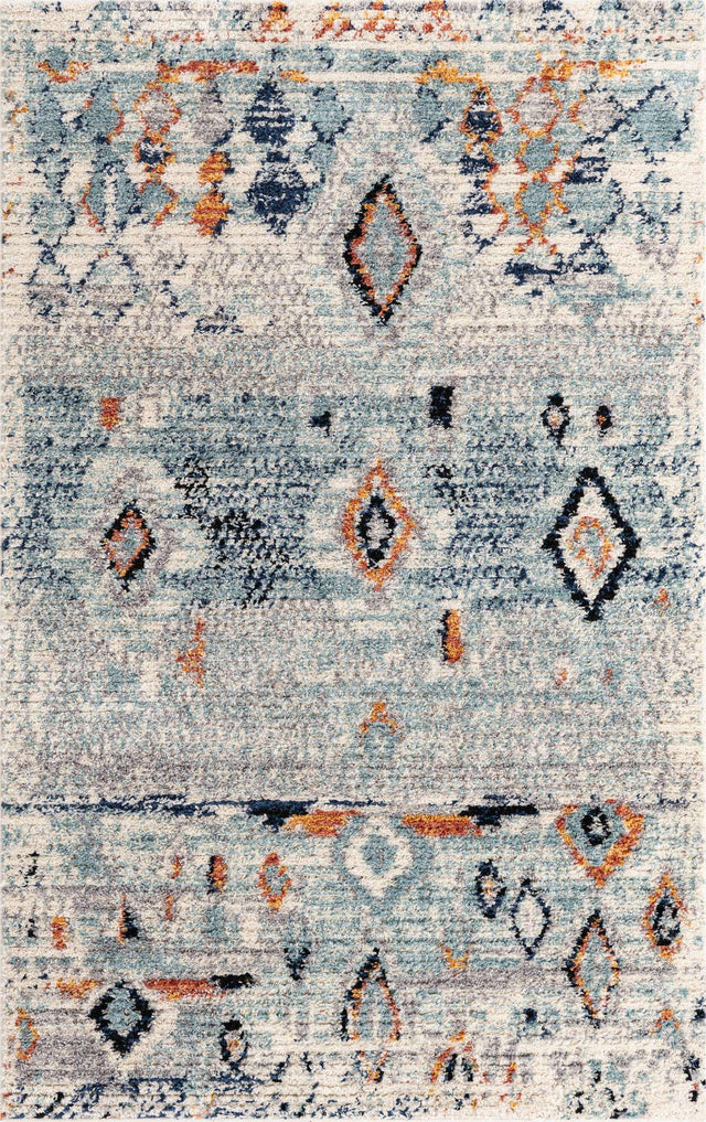 Light Blue 5' 1 x 8' Morocco Rectangle Rug