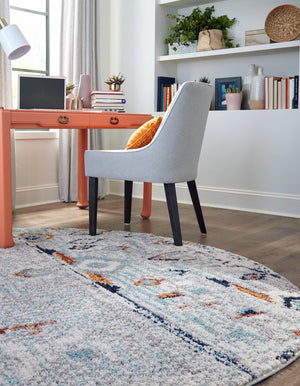 Light Blue 4' 1 x 4' 1 Morocco Round Rug