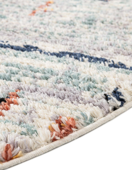 Light Blue 4' 1 x 4' 1 Morocco Round Area Rug 100% Polyester Traditional Classic Carpet for Moroccan Inspired Interior Design Home Decor for Sale at Rug Engine