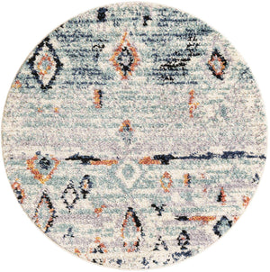 Light Blue 4' 1 x 4' 1 Morocco Round Rug
