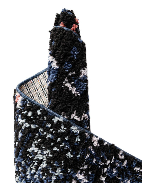 Navy Blue 9' x 12' 2 Morocco Rectangle Area Rug 100% Polyester Traditional Classic Carpet for Moroccan Inspired Interior Design Home Decor for Sale at Rug Engine