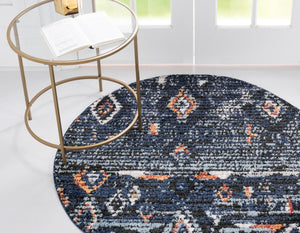 Navy Blue 4' 1 x 4' 1 Morocco Round Rug