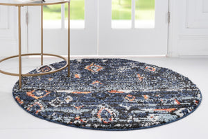 Navy Blue 4' 1 x 4' 1 Morocco Round Rug