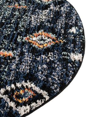 Navy Blue 4' 1 x 4' 1 Morocco Round Rug