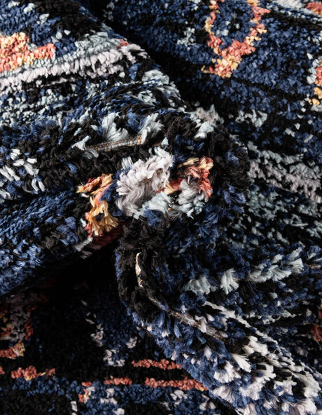 Navy Blue 4' 1 x 4' 1 Morocco Round Area Rug 100% Polyester Traditional Classic Carpet for Moroccan Inspired Interior Design Home Decor for Sale at Rug Engine