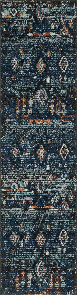 Navy Blue 3' x 10' Morocco Runner Rug