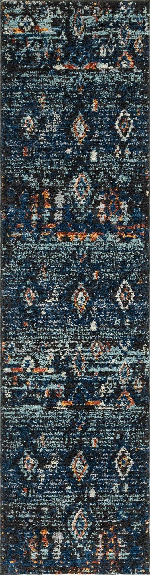 Navy Blue 3' x 10' Morocco Runner Rug
