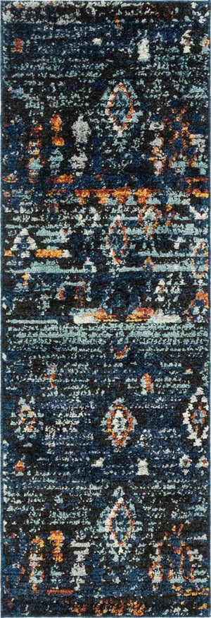 Navy Blue 2' 2 x 6' Morocco Runner Rug