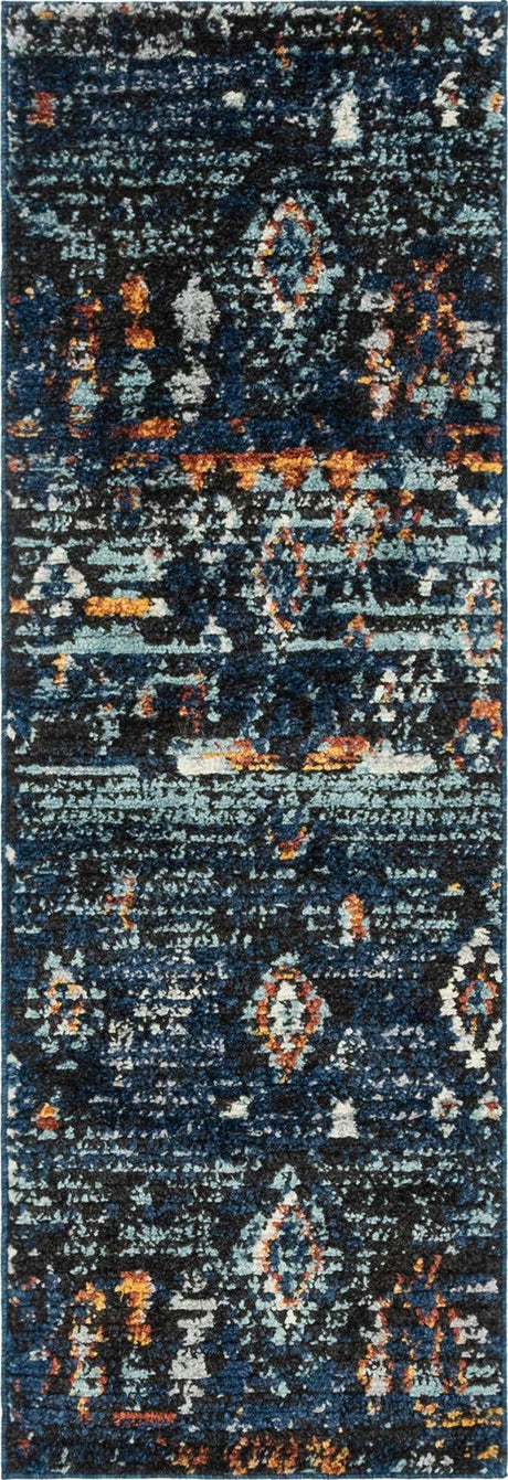 Navy Blue 2' 2 x 6' Morocco Runner Rug