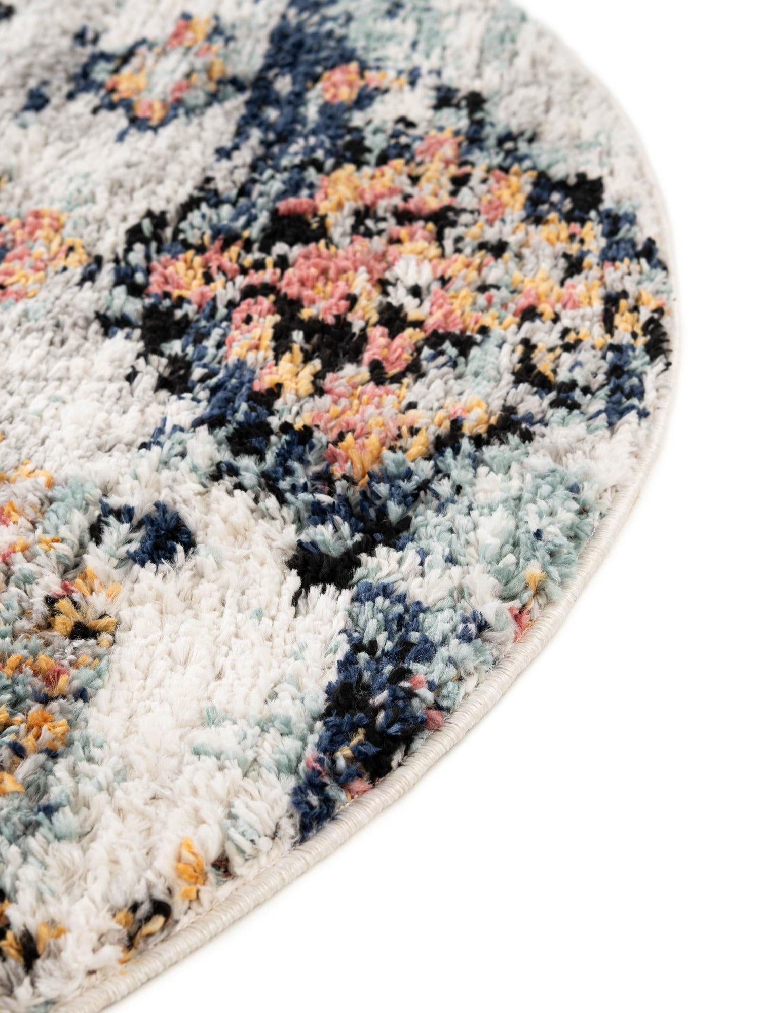 Ivory 7' x 7' Morocco Round Area Rug 100% Polyester Traditional Classic Carpet for Moroccan Inspired Interior Design Home Decor for Sale at Rug Engine