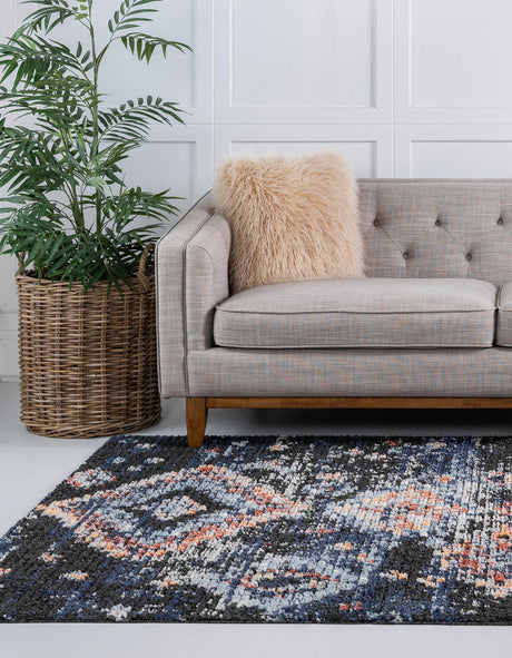 Navy Blue 4' x 6' Morocco Rectangle Area Rug 100% Polyester Traditional Classic Carpet for Moroccan Inspired Interior Design Home Decor for Sale at Rug Engine