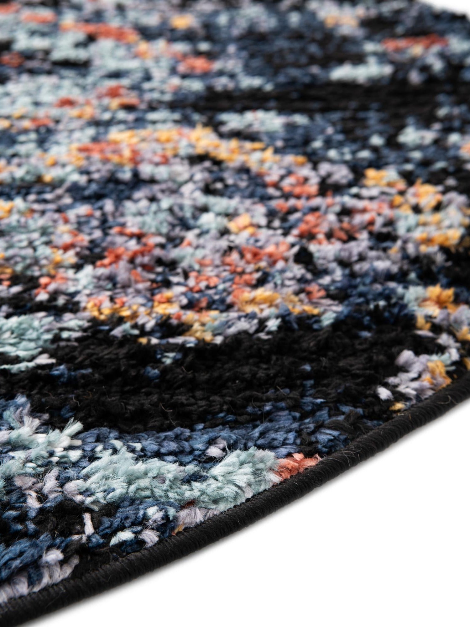 Navy Blue 4' 1 x 4' 1 Morocco Round Area Rug 100% Polyester Traditional Classic Carpet for Moroccan Inspired Interior Design Home Decor for Sale at Rug Engine