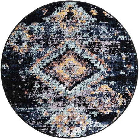 Navy Blue 4' 1 x 4' 1 Morocco Round Rug