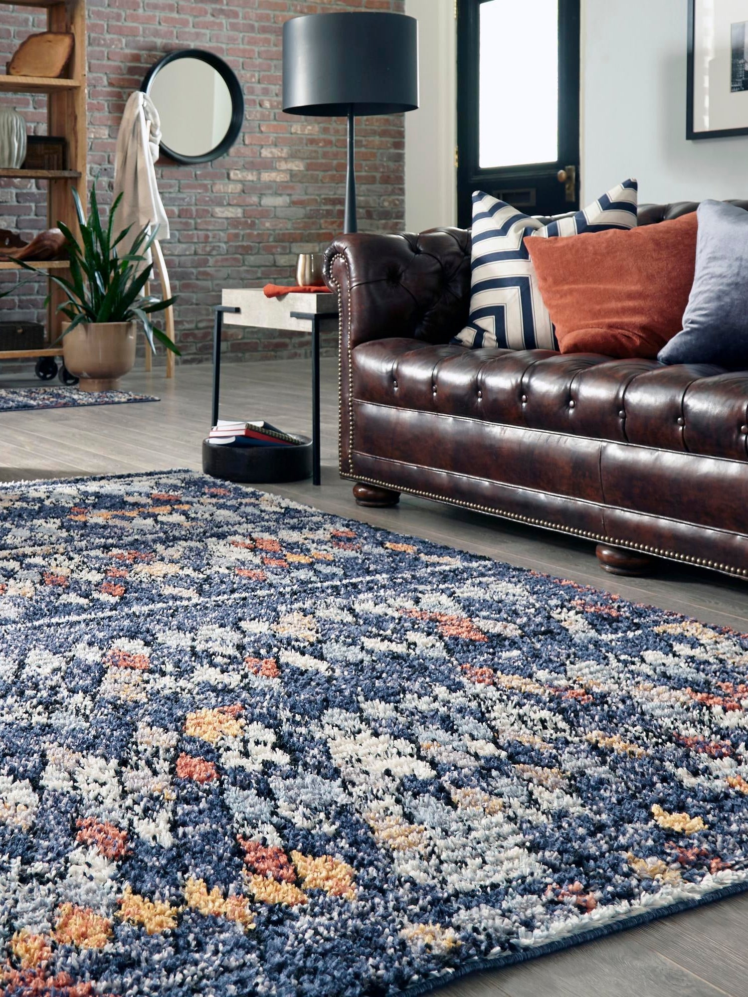 Navy Blue 9' x 12' 2 Morocco Rectangle Area Rug 100% Polyester Traditional Classic Carpet for Moroccan Inspired Interior Design Home Decor for Sale at Rug Engine