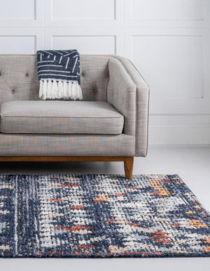 Navy Blue 9' x 12' 2 Morocco Rectangle Rug