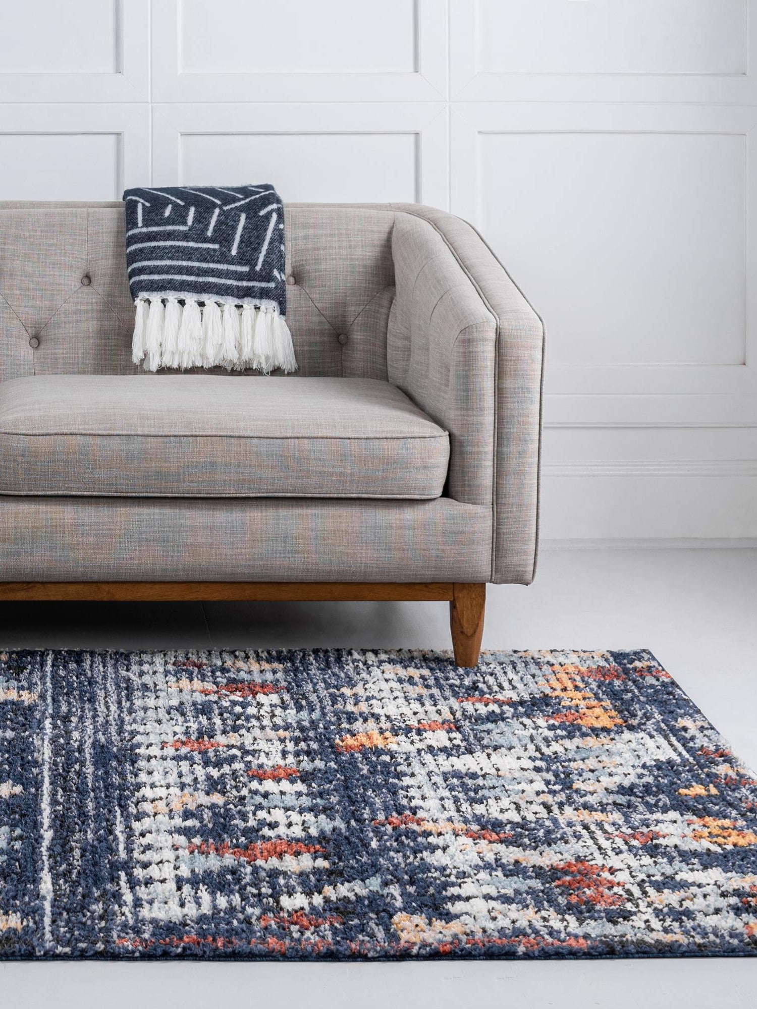 Navy Blue 10' x 13' Morocco Rectangle Area Rug 100% Polyester Traditional Classic Carpet for Moroccan Inspired Interior Design Home Decor for Sale at Rug Engine