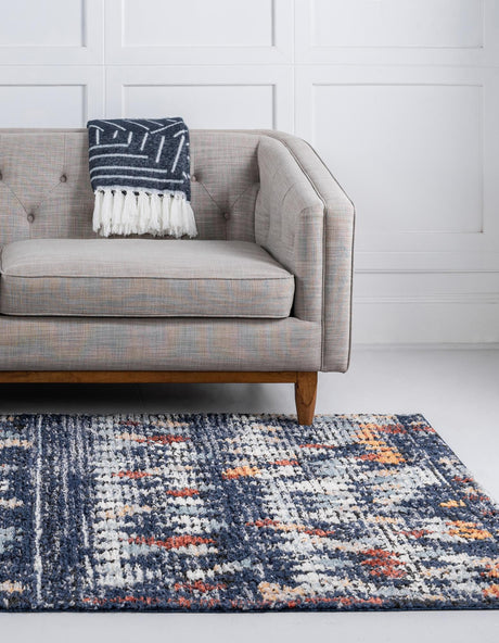 Navy Blue 4' x 6' Morocco Rectangle Area Rug 100% Polyester Traditional Classic Carpet for Moroccan Inspired Interior Design Home Decor for Sale at Rug Engine