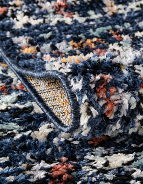 Navy Blue 4' 1 x 4' 1 Morocco Round Area Rug 100% Polyester Traditional Classic Carpet for Moroccan Inspired Interior Design Home Decor for Sale at Rug Engine