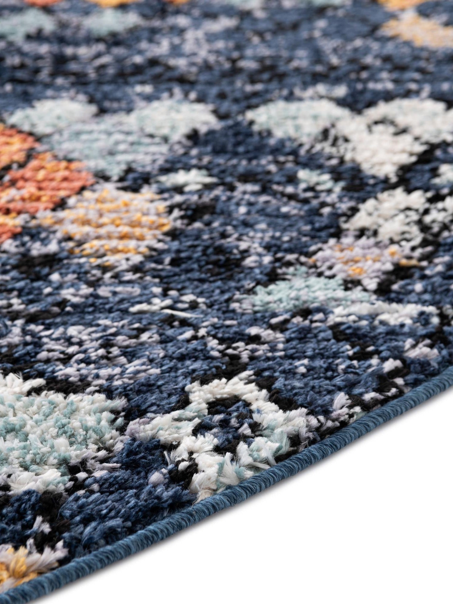 Navy Blue 3' 3 x 3' 3 Morocco Round Area Rug 100% Polyester Traditional Classic Carpet for Moroccan Inspired Interior Design Home Decor for Sale at Rug Engine