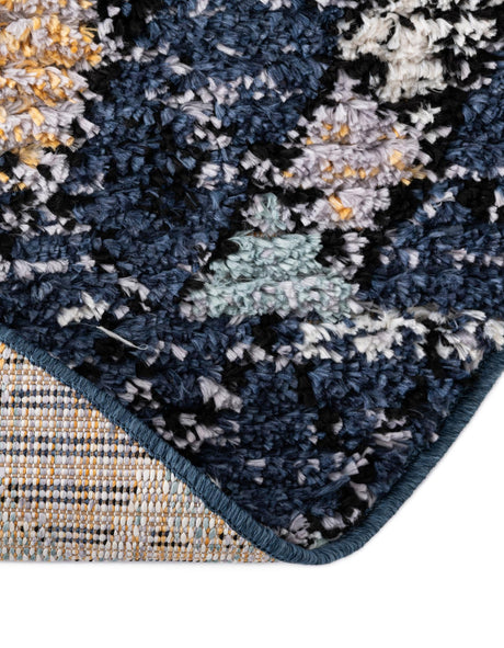 Navy Blue 7' x 7' Morocco Round Area Rug 100% Polyester Traditional Classic Carpet for Moroccan Inspired Interior Design Home Decor for Sale at Rug Engine