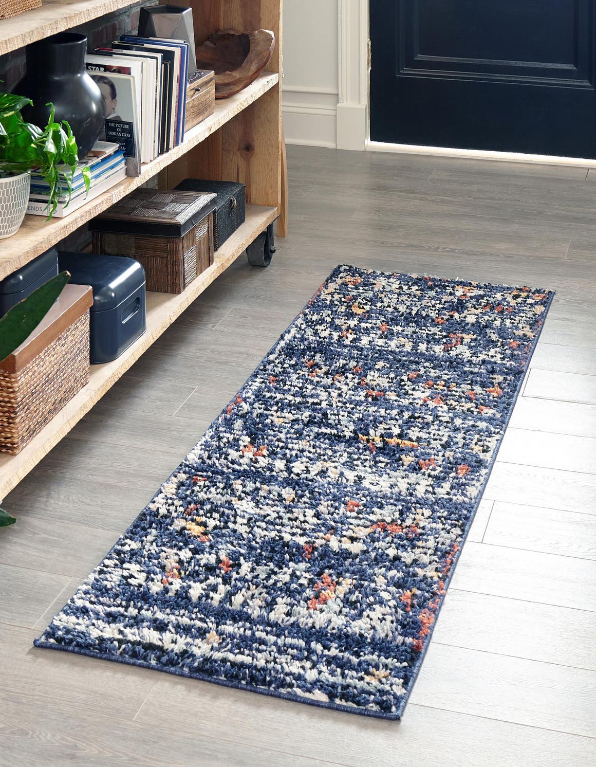 Navy Blue 2' x 8' Morocco Runner Area Rug 100% Polyester Traditional Classic Carpet for Moroccan Inspired Interior Design Home Decor for Sale at Rug Engine