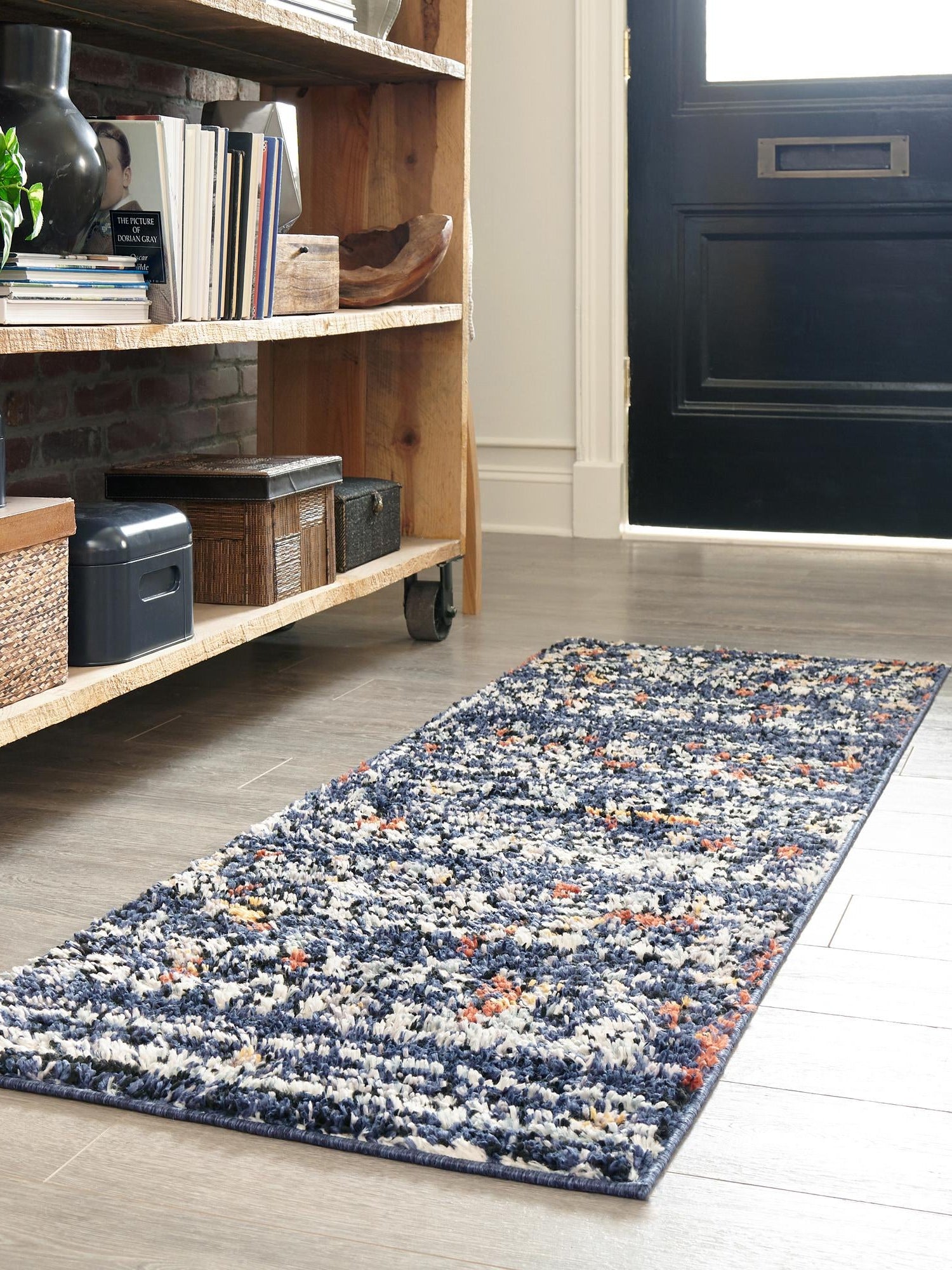 Navy Blue 2' 2 x 6' 1 Morocco Runner Area Rug 100% Polyester Traditional Classic Carpet for Moroccan Inspired Interior Design Home Decor for Sale at Rug Engine
