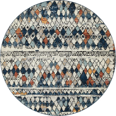 Multicolor 7' x 7' Morocco Round Rug